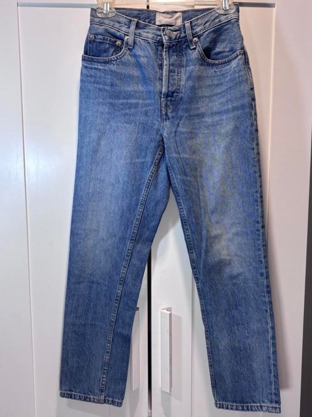 Everlane 90’s Cheeky Jean 100% Organic Cotton Ankle blue jeans button-up Size 23
